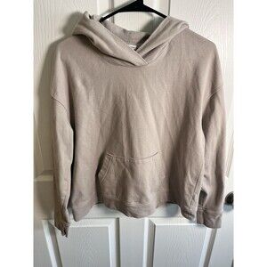 James Perse Women’s Hooded Pullover Sweater Beige Size 2 Preppy Cotton